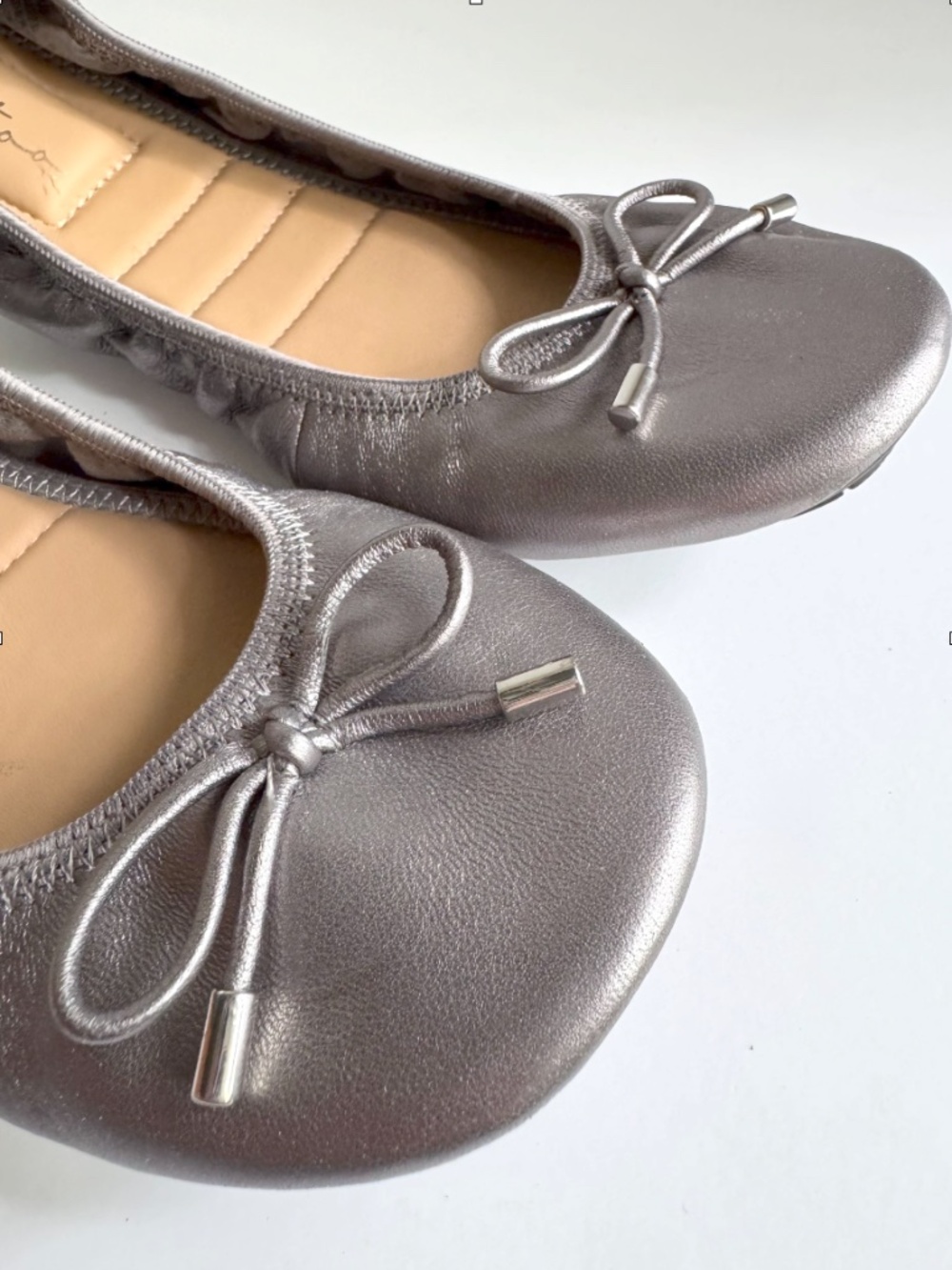 Me Too Halle 2.0 Metallic Pewter Leather Ballet Flats Size 8.5 - Picture 8 of 12